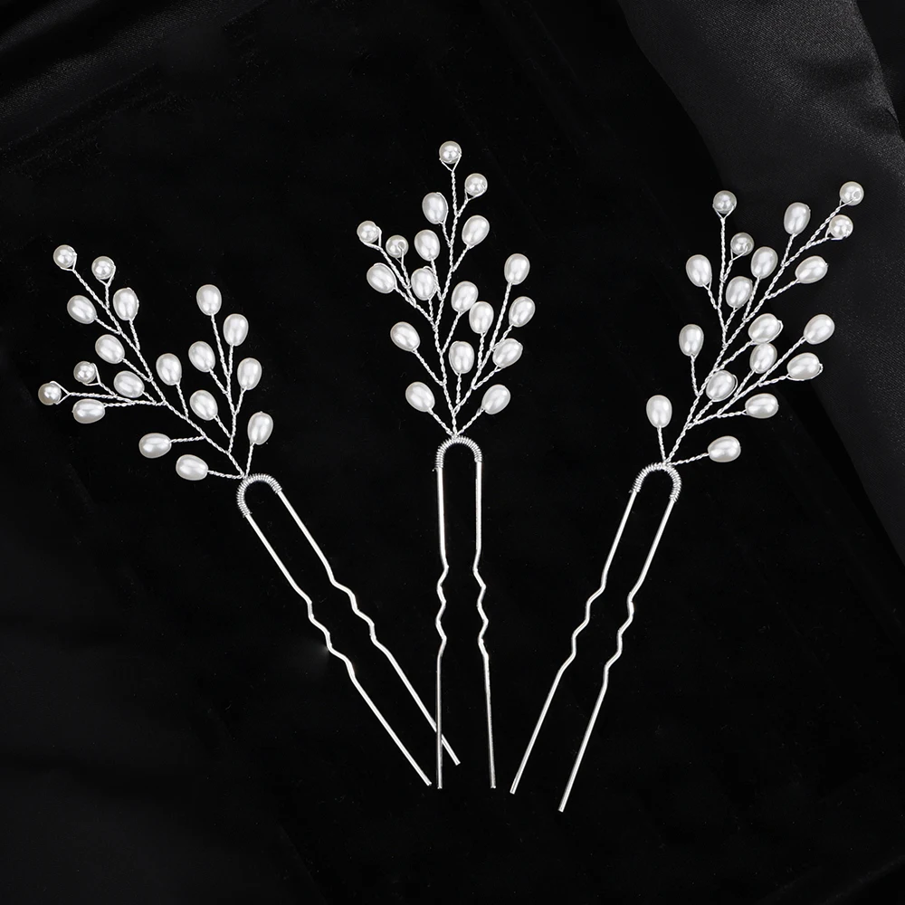 Silver Pearl Bridal Hairpins Gold Women Wedding Hair Accessories Jewelry Chic Handmade Headpiece Tiaras Bride Hair Ornaments hair accessories bridal hair accessories