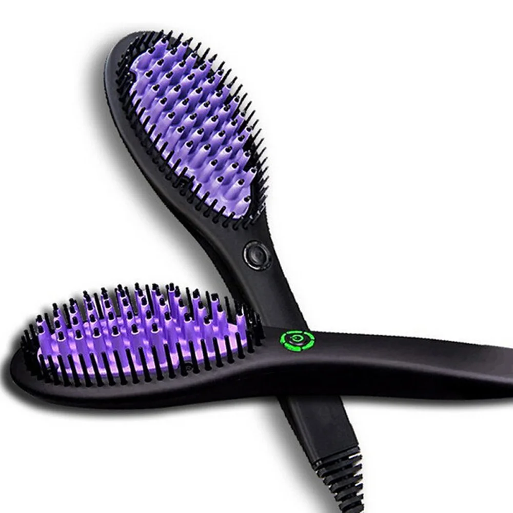 Hair Straightener Brush Ceramic Fast Straightening Heating Hot Comb Women's Smoothing Brush Styling Tool Curling Iron