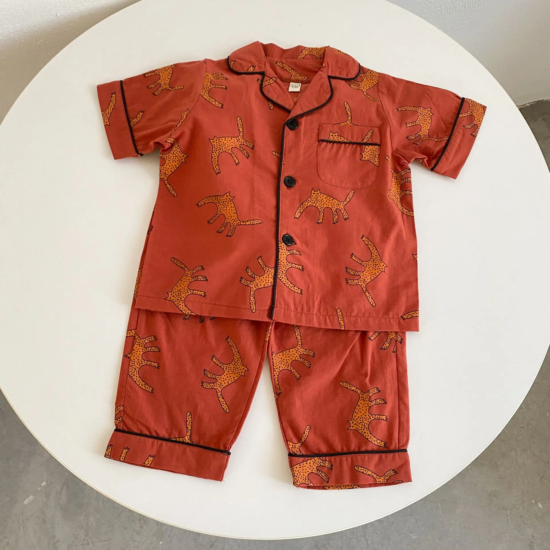 2022 Summer New Children Short Sleeve Clothes Set Baby Boys Girls Soft Cotton Cardigan + Pants 2pcs Suit Infant Kids Pajamas Set vintage Baby Clothing Set