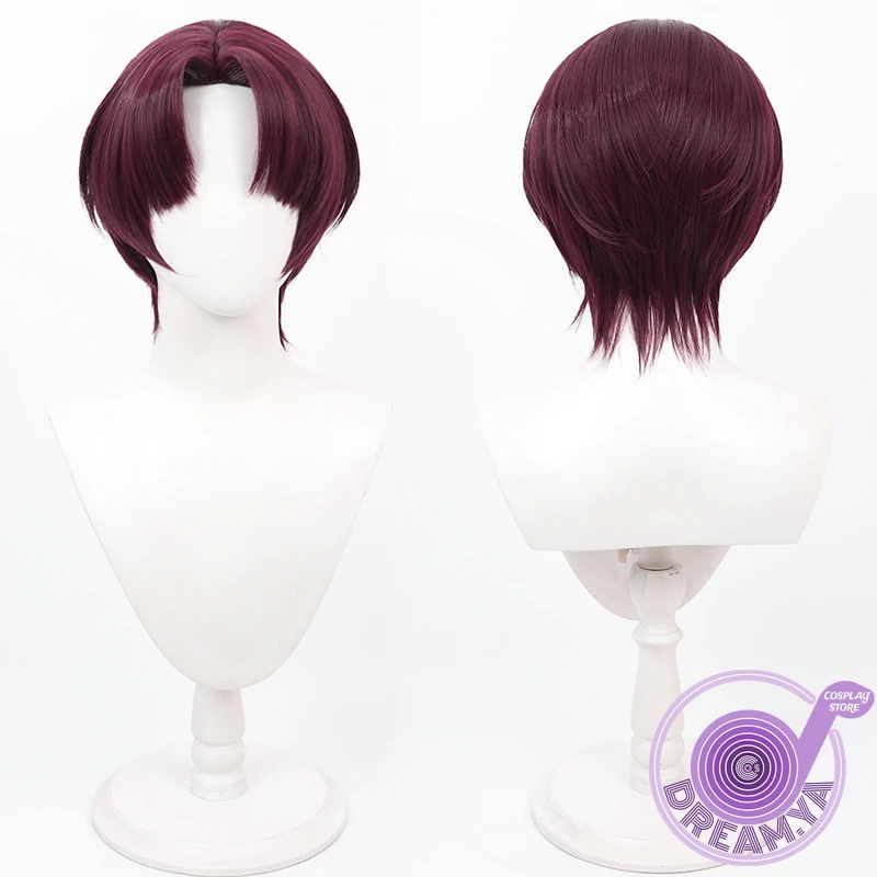 

Hayato Suo Cosplay Wig Wind Breaker Burgundy Red Short Heat Resistant Synthetic Hair Halloween Party Role Play Carnival +Wig Cap