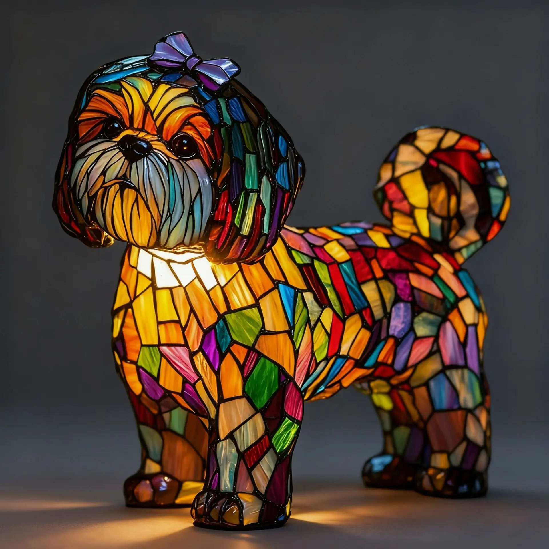 LED Nachtlicht Emittierende Harz Ornament Katze Und Hund Serie Kunst Tier Statue Kreative Hause Desktop Dekoration Skulptur – Detail 19