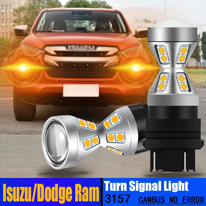 

2pcs Canbus Lamp 3157 LED 3357 3457 T25 Turn Signal Light Bulb For Dodge RAM 1500 2500 3500 Dakota Isuzu I-280 I-290 I-350 I-370