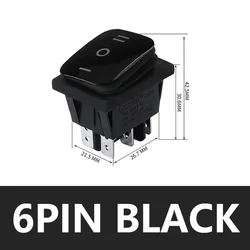 Dual Pack Waterproof Rocker Push Switch with Light - IP65, ON - OFF - ON, 16A, 250VAC - 12V (Black)