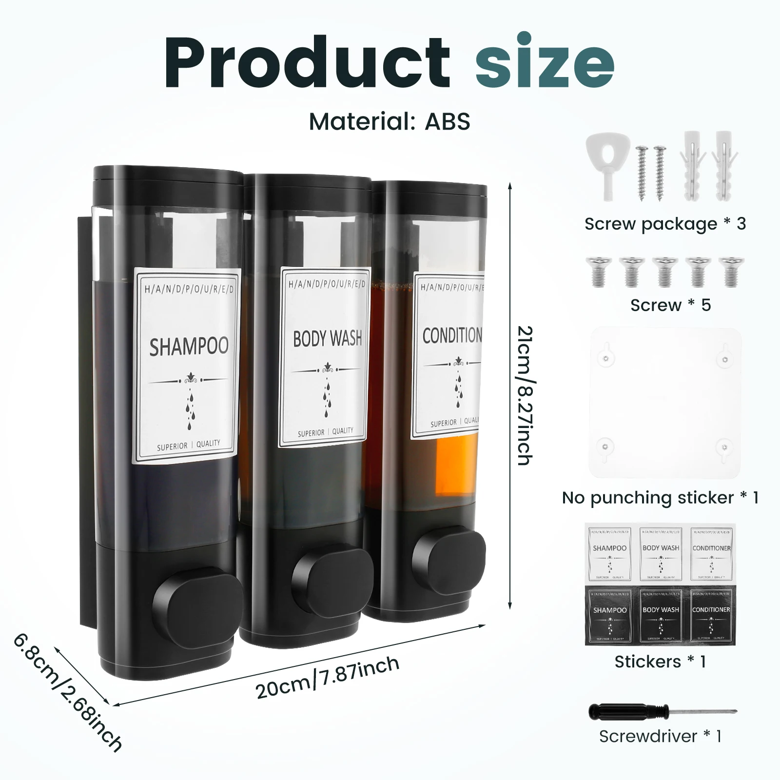 Shampoo Dispenser for Shower Wall Mounted Shower Soap Dispenser Refillable Liquid Soap Dispenser Bottle Home Bathroom Containers 5