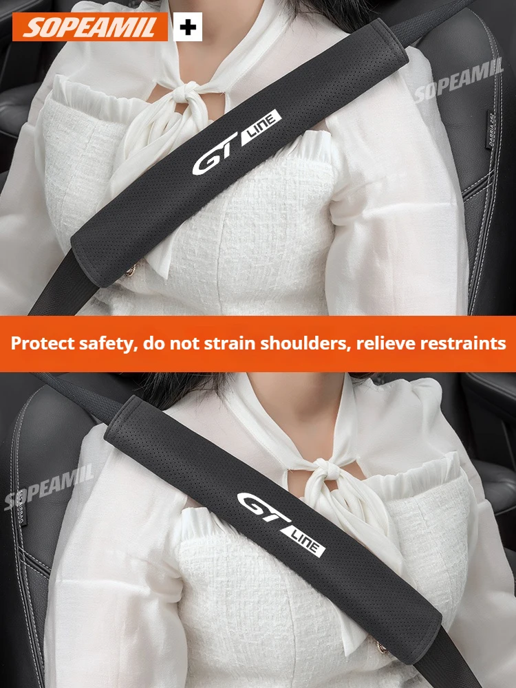 For Peugeot GT LINE Car Safety Belt Cover Suede Seat belt shoulder protector shoulder pad Shoulder Strap Cover Auto Accessories