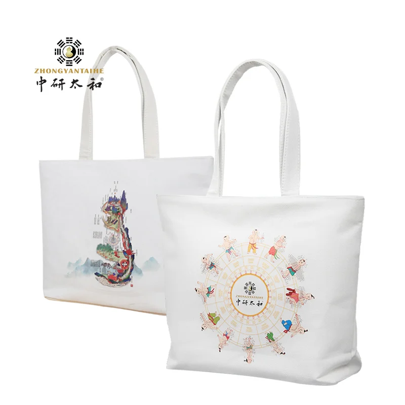 

with Zipper Large capacity thickening Canvas Tote Bag Waterproof inner lining Bags Reusable Travel Shopping Bag