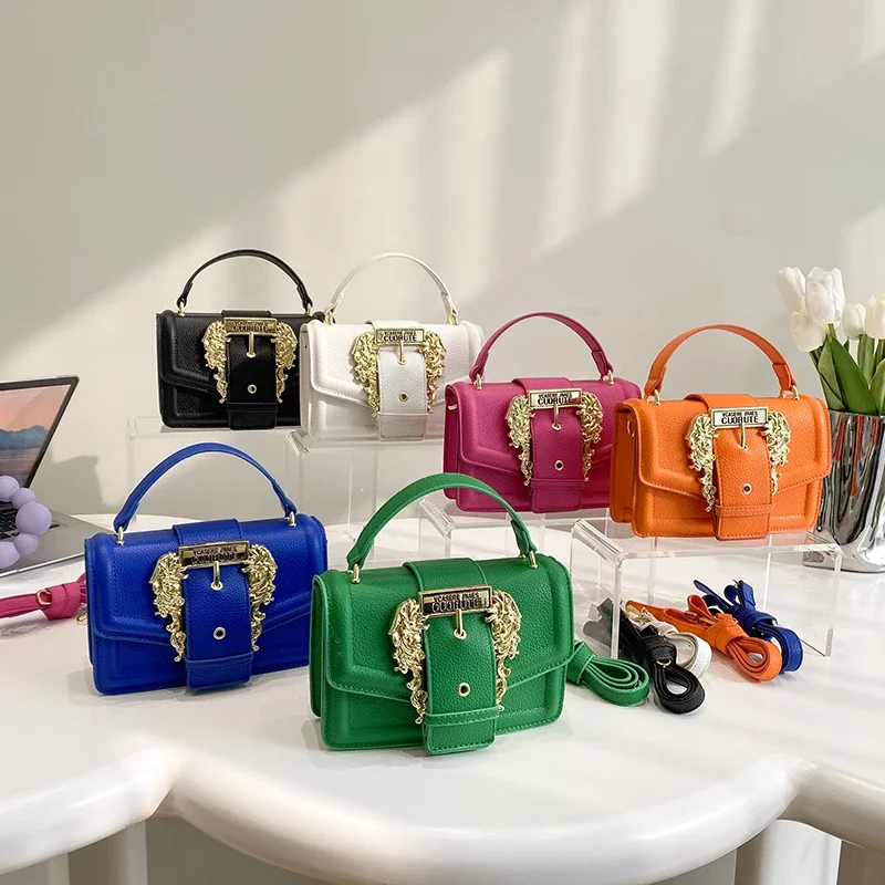 

2024 New Women Bag Luxury Metal Square Bags Fashion Versatile Leather Shoulder Bags for Female Ladies Gathering Hand Crossbag