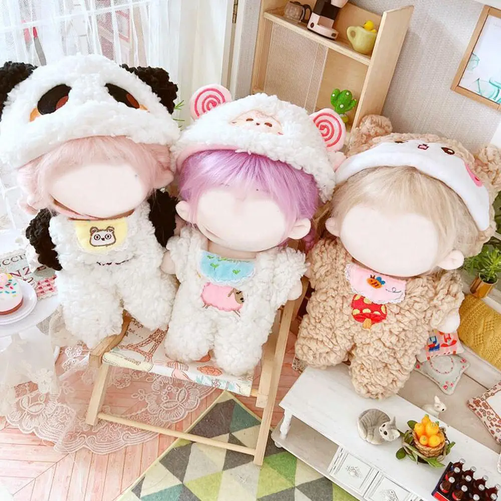 

Lovely Sheep Doll Accessories 20CM Animal Headgear Jumpsuit Plush Clothes Doll Suit Mini Clothes
