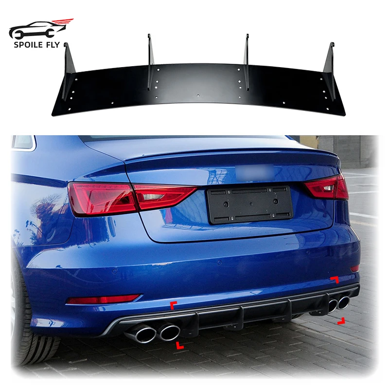 

2013 To 2015 For AUDI S3 8V Sedan Pre-facelift Rear Bumper Diffuser Rear Side Splitters Spoiler Lip By Black ABS Body Kit