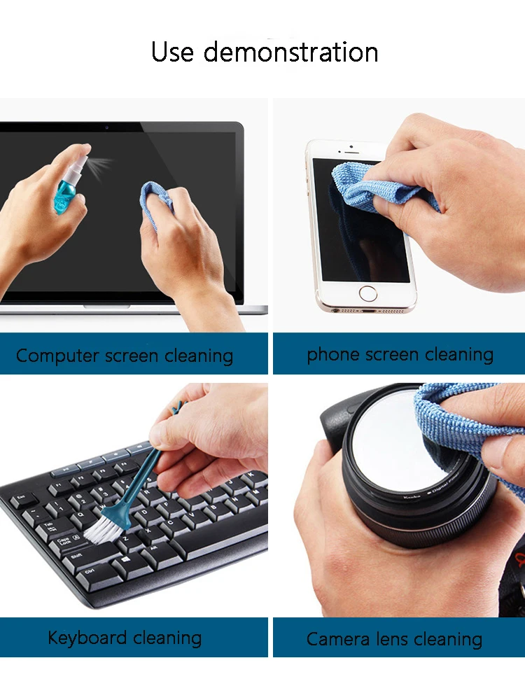 Screen cleaning kit liquid suitable for LCD TV, tablet, mobile phone, laptop, camera lens, CD cleaner, keyboard cleaning brush 2
