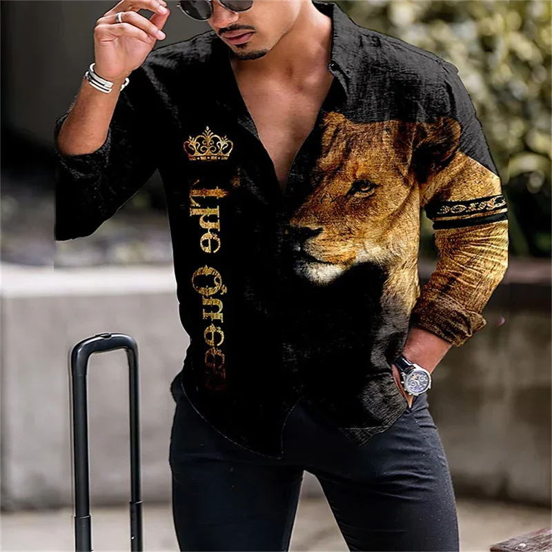 thumbnail image 1 of Camisa de solapa de traje para hombre, patrón creativo, moda informal, suave, cómoda, material transpirable, primavera y verano 2024, nueva oferta caliente, 1 of 5