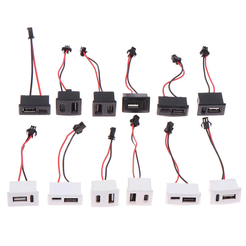 USB Female Base Type-c Socket USB Lamp Charging Socket Power 2P With Cable Connector 1Pcs