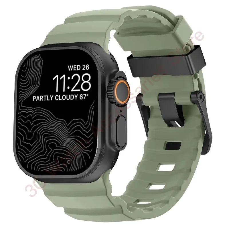 Silicone & Titanium Metal Hybrid Bracelet Strap