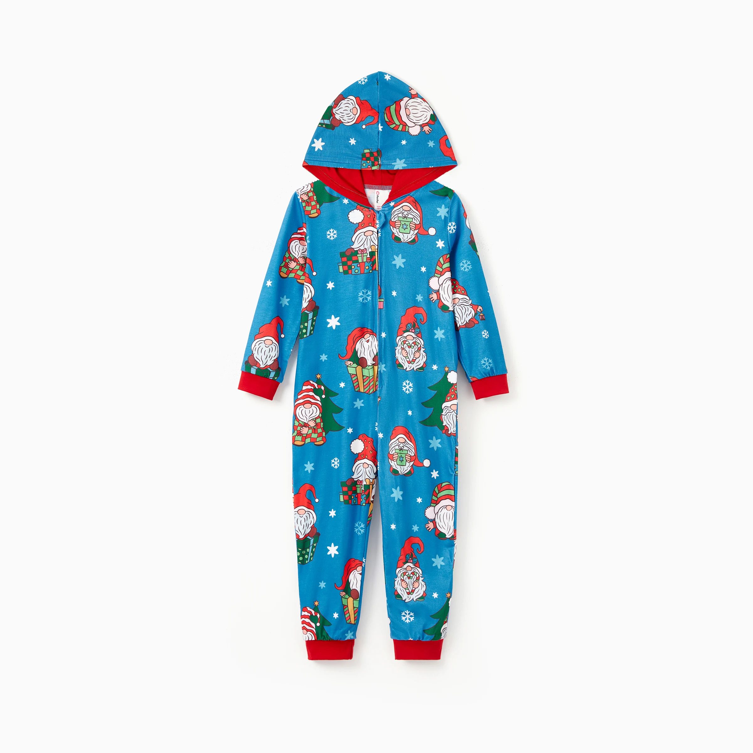 thumbnail image 5 of Pijamas navideños azules PatPat con estampado de Papá Noel, monos con capucha y cremallera, conjuntos familiares a juego, 5 of 5