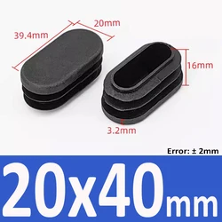 Oval Oblong Tube End Caps, Black/White Plastic Furniture Accessories - 2Pcs (20x40mm(Black))