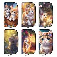 Cute Flower Cat Wallets Kawaii Baby Kitten Cats Credit Card Holder Long Wallet for Women Small Storage Bags Purse Clutch Bag 1