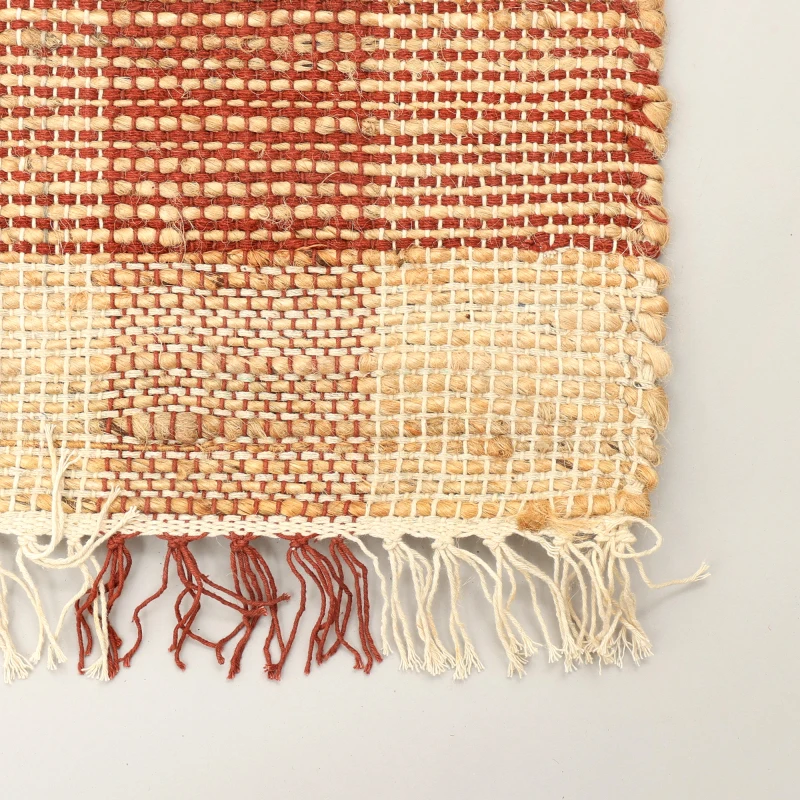 Hand Woven Jute Cotton Plaid Area Rug 6X9