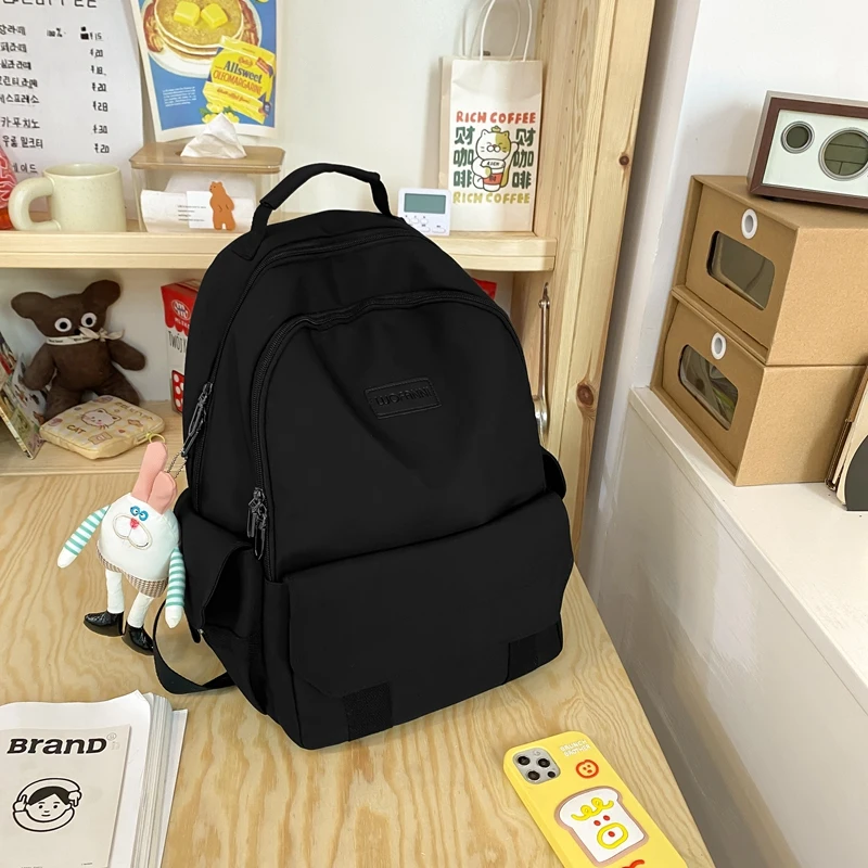 SEETIC Fashion Women School Backpacks Solid Color Famale Backpack Waterproof Nylon Student Backpack Women Casual Schoolbag Stylish Backpacks for man