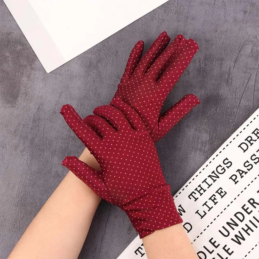 

1Pair Fashion Spring Elastic Anti-UV Spandex Sunscreen Dots Gloves Driving Gloves Women Gloves