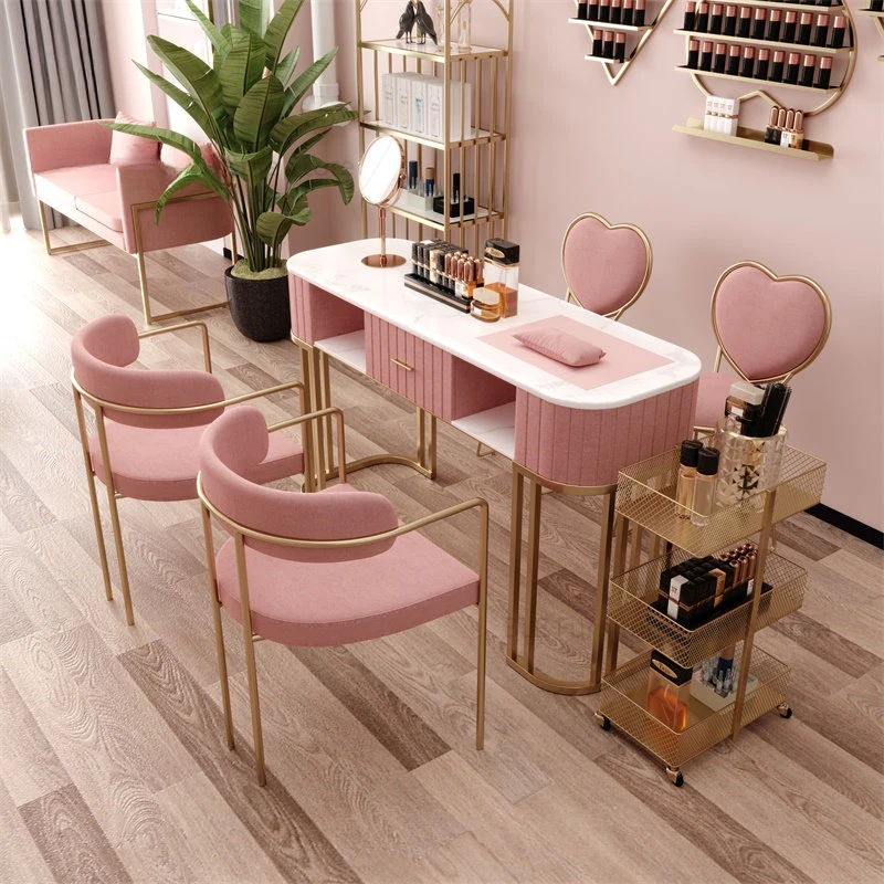 

Современный минималистский Маникюрный Стол и стул, искусственный стул, роскошная мебель для салона красоты, домашний макияжный стол для ногтей