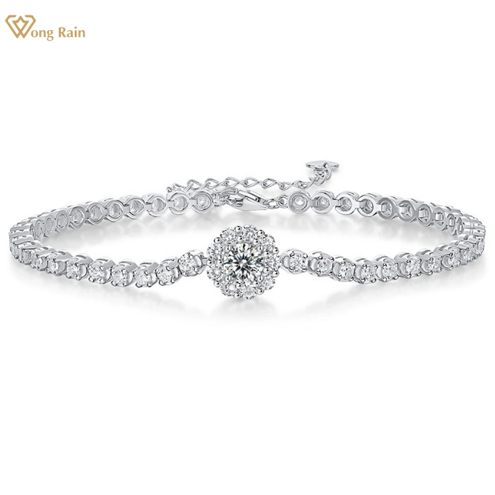 

Wong Rain 100% 925 Sterling Silver VVS1 3EX Pass Test Diamonds Gemstone Real Moissanite Women Bracelets Bangle Jewelry Wholesale