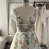 Mryarce 2024 Colorful Embroidery Lace Flowy Wedding Dresses Sleeveless A Line Open Back Bridal Gowns 3