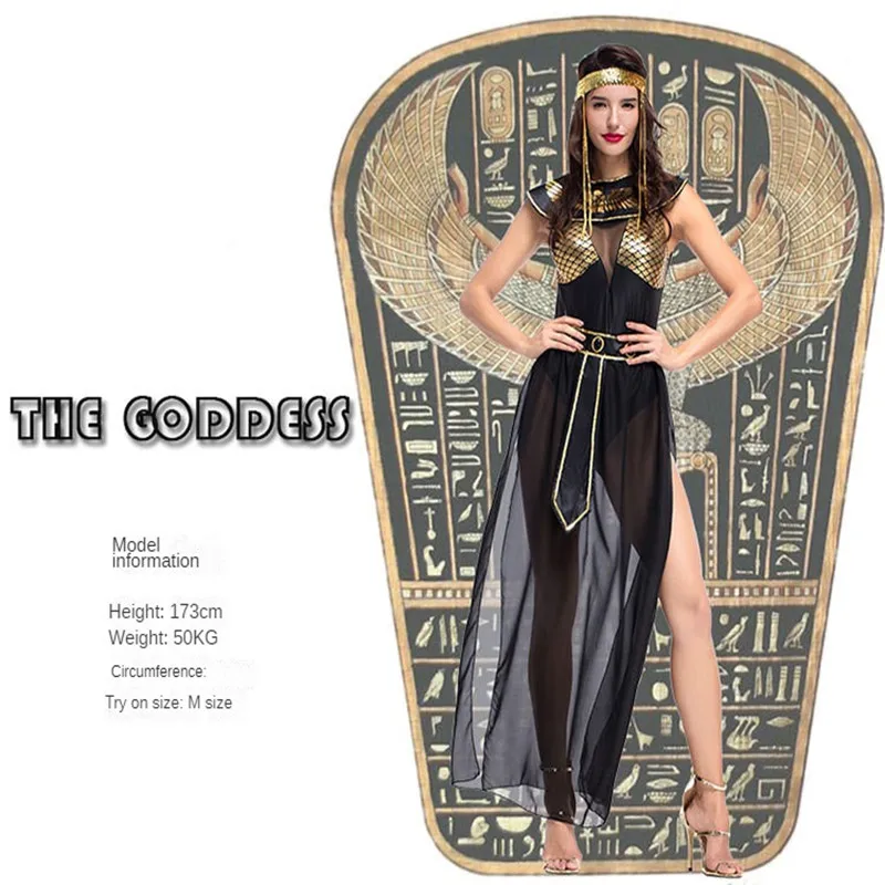 Halloween Costume For Women Egyptian Cleopatra Cosplay Costumes Adult Egypt Queen Sexy Goddess Golden Fancy Dress Carnival Party