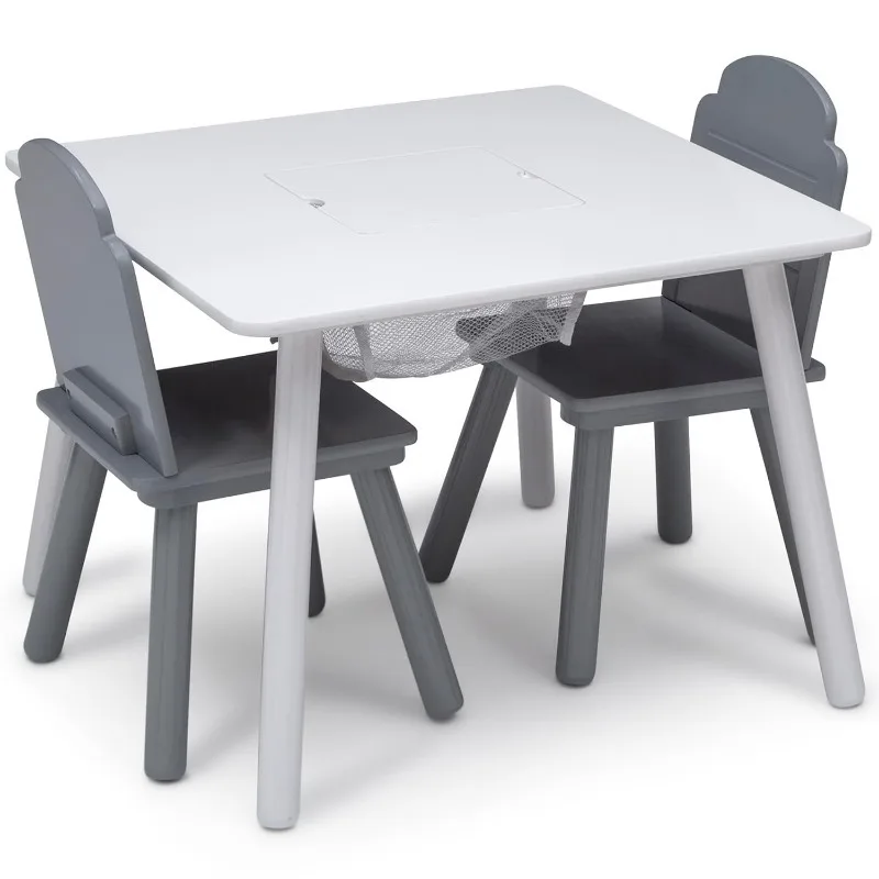 Kids Table and 2 Chairs Set Height Adjustable Toddler Table and Chair Set for Ages 3-8 Easy to Wipe Arts & Crafts