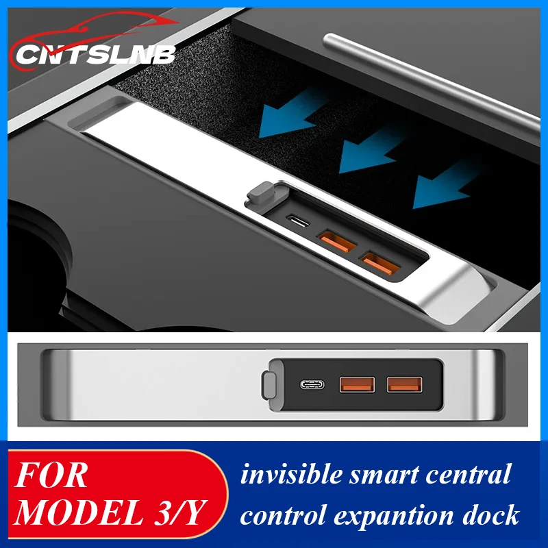 

For Tesla Model3 Y Central Control Expansion Dock usb typec Cable Expansion Dock HUB Car Fast Charging Auto Interior Accessories