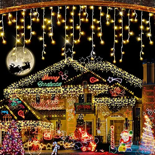 thumbnail image 1 of Guirnalda de cortina de carámbanos LED de seguridad de 24 V, decoración navideña 2025, iluminación festiva, envío gratis, caída de 0,5/0,6/0,7, nuevo año, 1 of 5