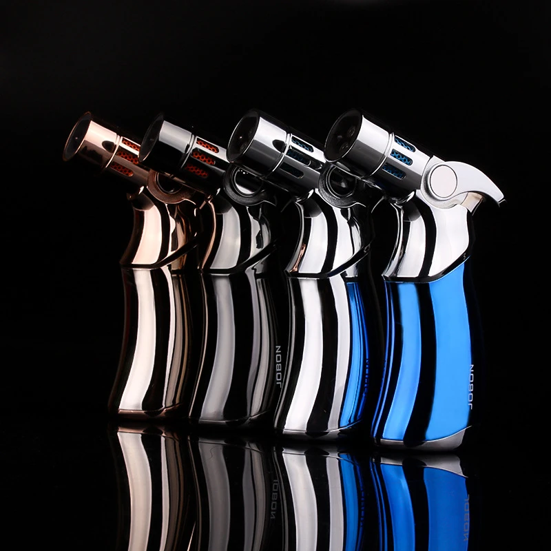 New Metal Windproof Cigar Lighter Powerful Blue Flame Spray Gun Turbo Butane Gas Torch Lighter Cigarette Accessories Men's Gift