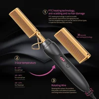 Hot Comb Hair Straightener Heat Pressing Combs Portable Ceramic Curling Iron for Hair Beard Wigs Wet and Dry Hair Styling Tools 2