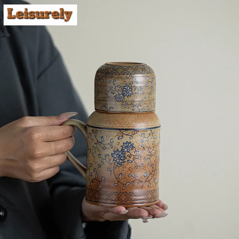 580ML Large Capacity Ceramic Stewed Teapot Tea Brewing Insulated Single Pot Pottery Kettle For Office Outdoor Use Kung Fu Teaset