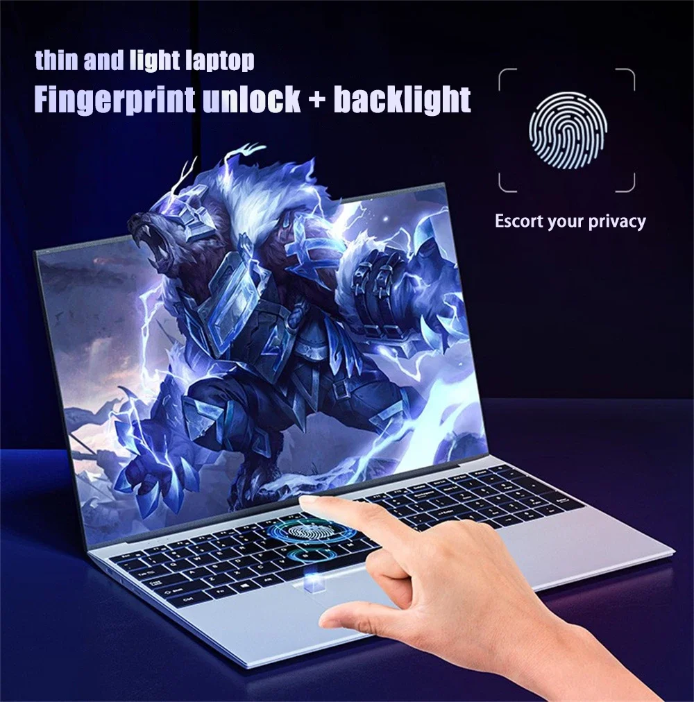 Игровой ноутбук, экран 15,6 дюйма HD, Intel Celeron N5095, Windows 11, двухдиапазонный, Wi-Fi, 16 ГБ ОЗУ, 1 ТБ SSD