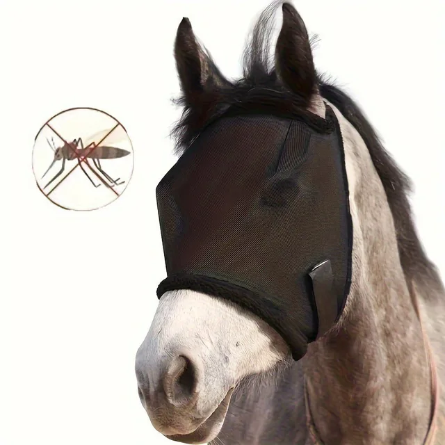 Equestrian Mesh Horse Face Mask with Sun Shade Bug Repellent and Ventilated Design Horse Headgear for Protection and Comfort