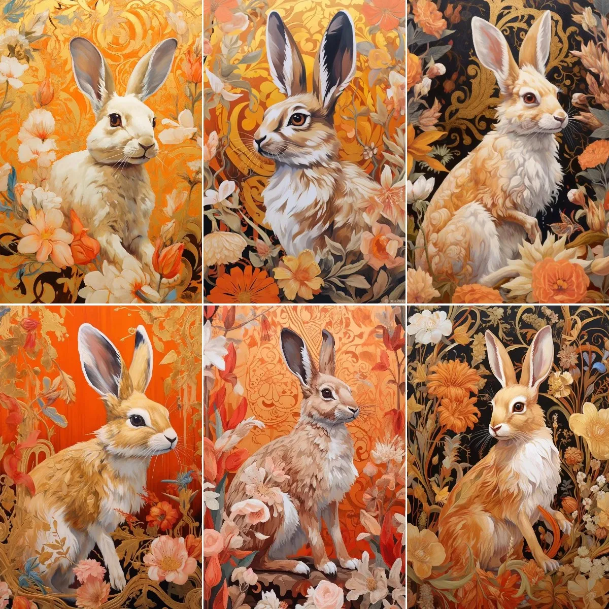 

DIY 5D Rabbit Flower Diamond Painting Set, Round Diamond, Art Painting, Gem Artist Wall Decoration, Adult