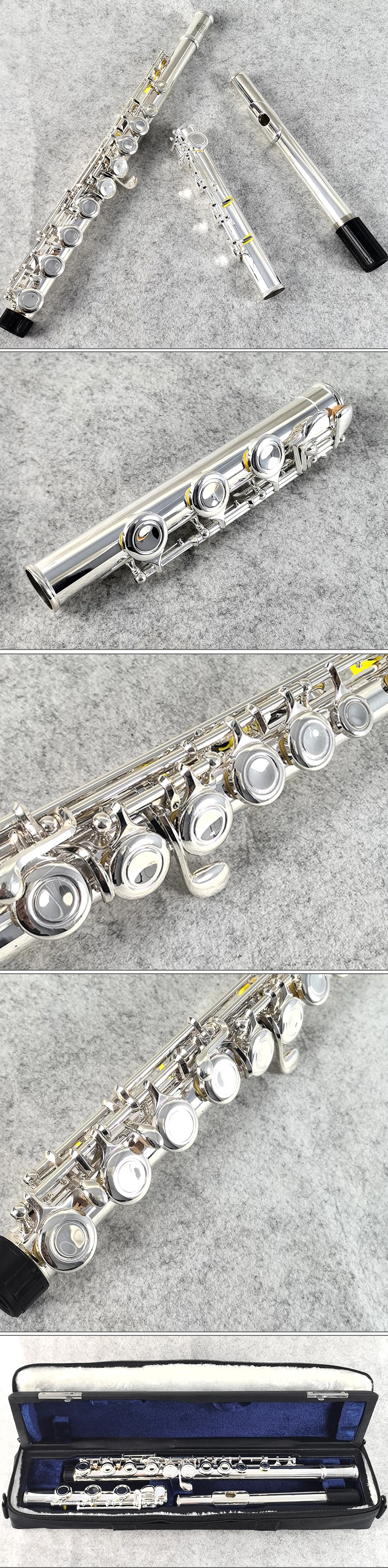 MORESKY Flöte17 mit geschlossenen Klappen, versilbert, C-Stimmung, Instrument aus Kupfernickel mit E-Stimmung MFL-801 – Detail 1