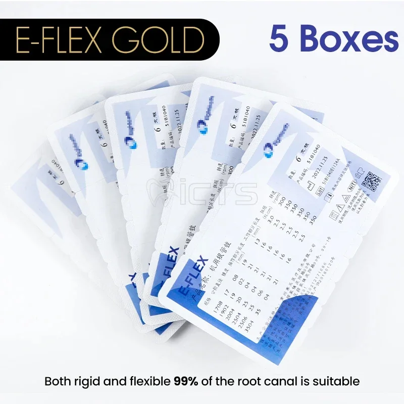 

Изогнутый канал E-FLEX GOLD 5 шт. NiTi-напильники с переменным шагом с безопасным нережущим наконечником эффективный инструмент для подготовки корневого канала