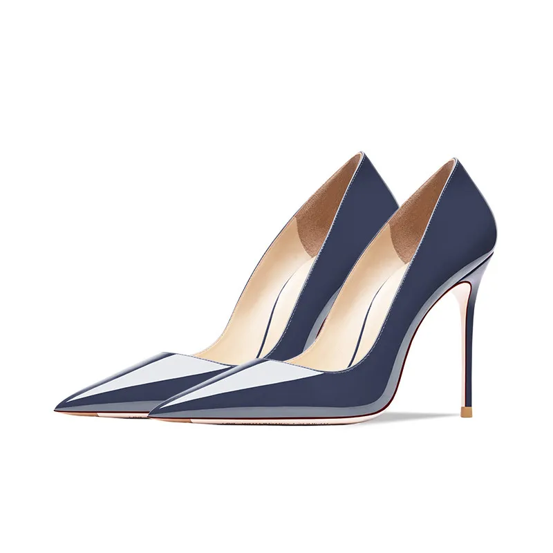 

Real Leather Luxury Brand Sexy Classics For Women's Pumps Black Lady Pointed Toe High Heels 8cm 12cm Wedding Party Dress Shoes