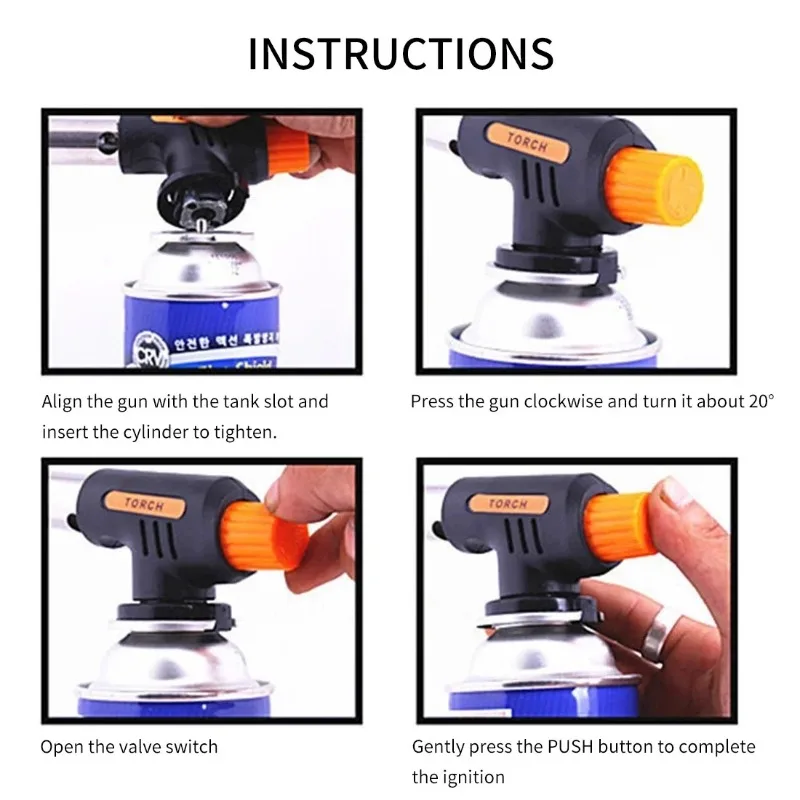 Automatic Ignition Baking Welding Tool Gas Blowtorch Flamethrower Butane Burner Suitable for Barbecue Camping Outdoor Flame Gun