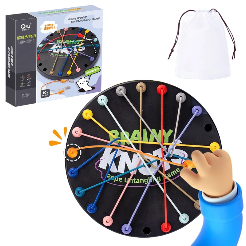 Kid Rope Knots Sensory Social Board Game Logical Thinking Challenge Twisted Connected Line Brain Strategy Fun Table Game board game,board game toy