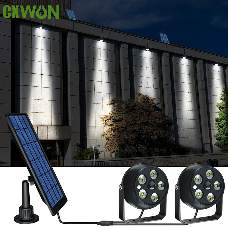 Dual Head Solar Spotlights Outdoor Indoor LED Light 2-in-1 Waterproof Solar Powered Wall Light for Garden Landscape Lighting