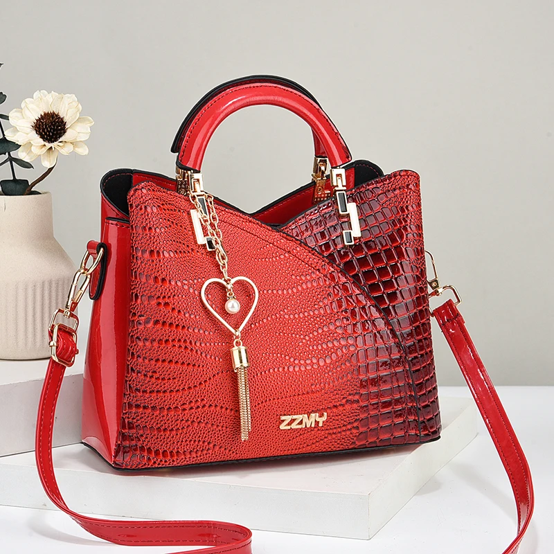 حقيبة يد نسائية منقوشة بنمط جلد التمساح، مصنوعة من...