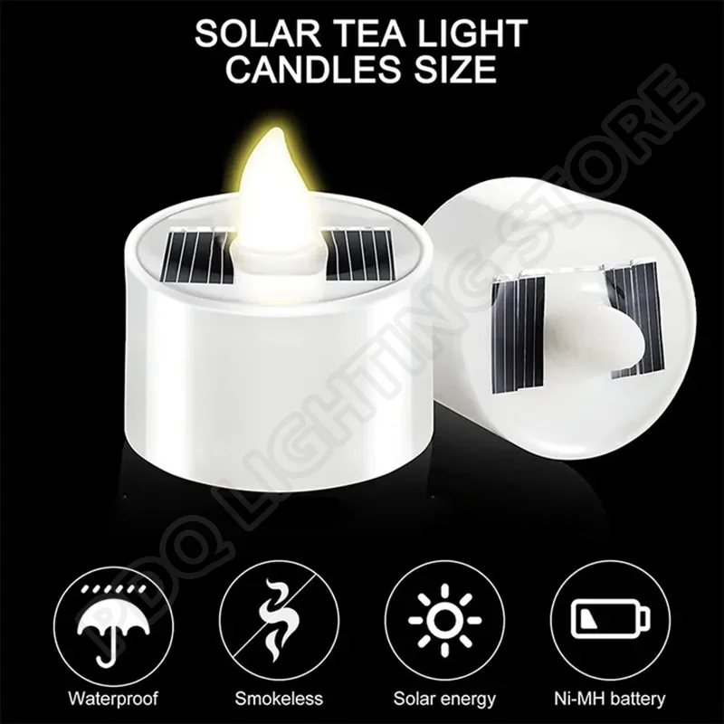 Set of 10 Waterproof Solar-Powered Flameless LED Tea Light Candles for Outdoor and Home Décor