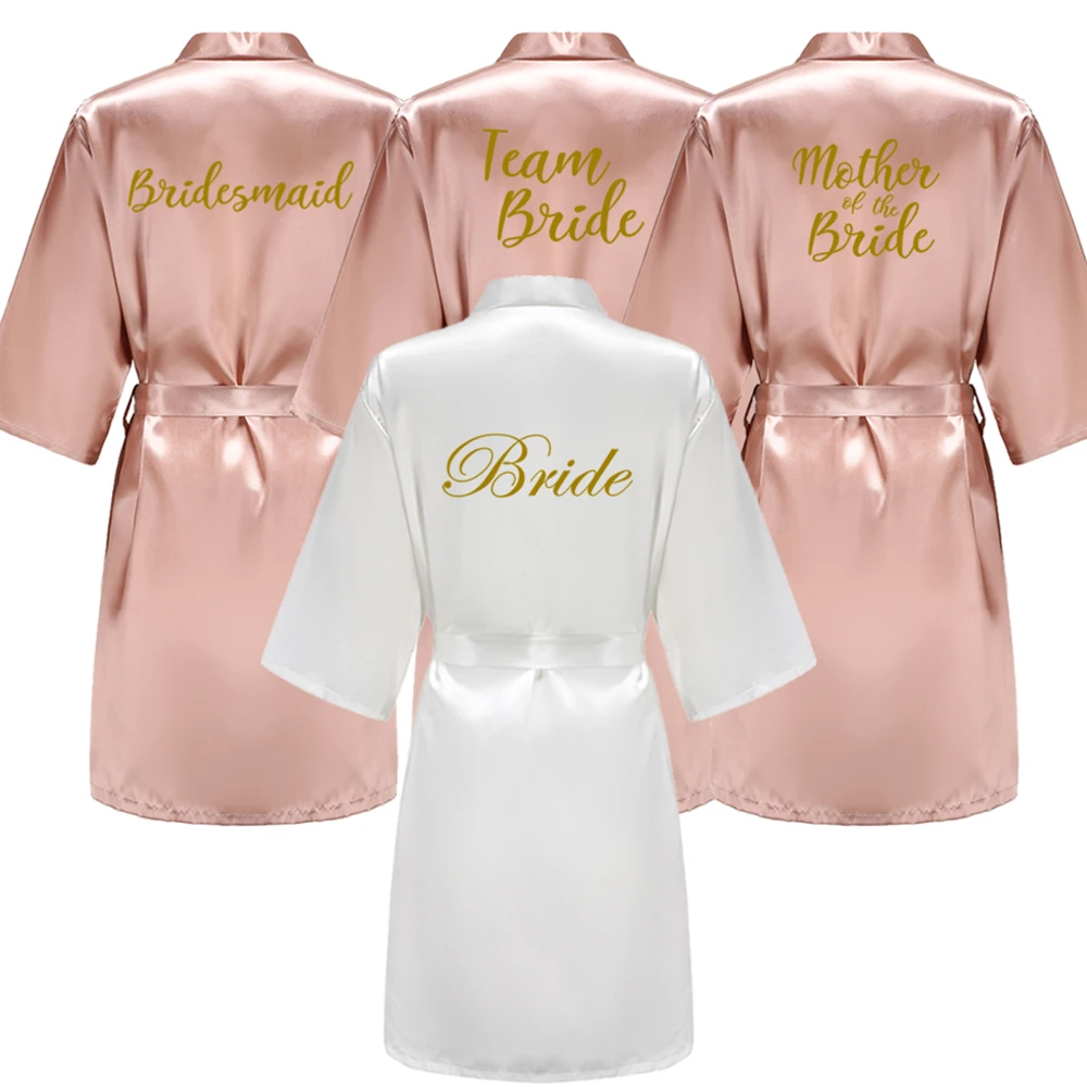 Rose Gold Kimono Satin Women Bathrobe Wedding Sister Mother of the Bride Groom Bridesmaid Robes 1