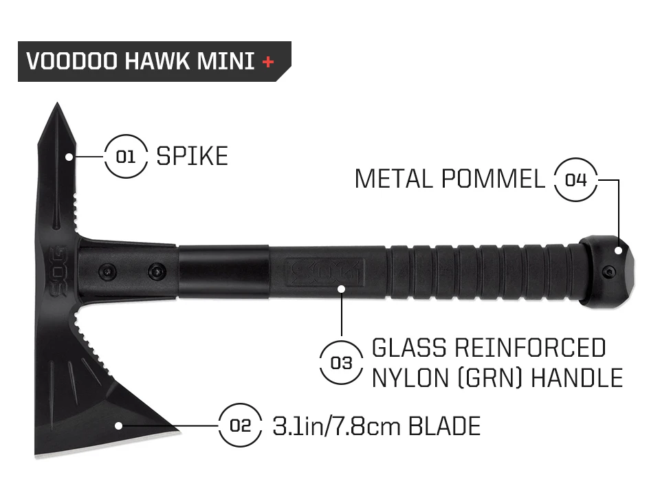 Description Picture 6 of itemSOG Voodoo Hawk Mini Hatchet Survival Sports and Outdoor Camping Axes Jungle Hunting Cutting Firewood Axe with sheath Hand Tools