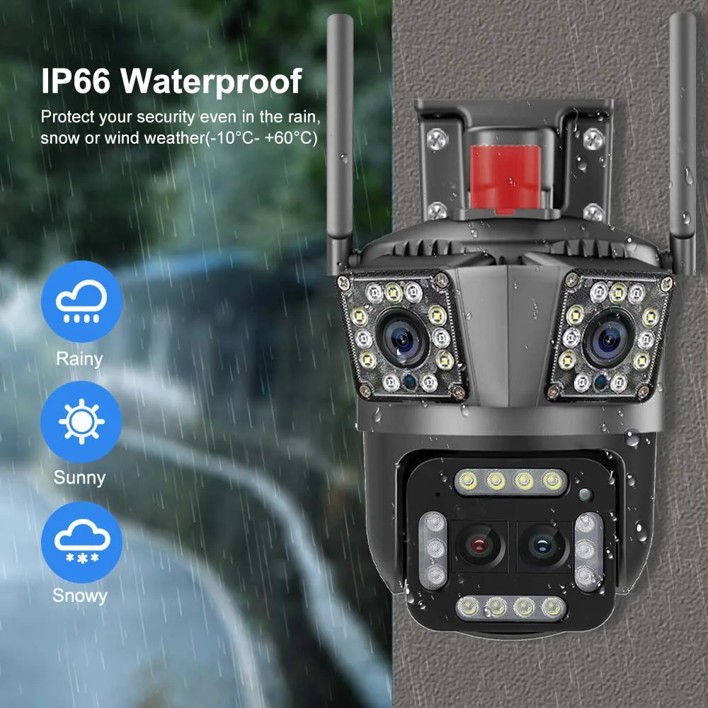 16MP 8K WiFi Camera 12X Zoom Four Lens Outdoor PTZ Camera Security
