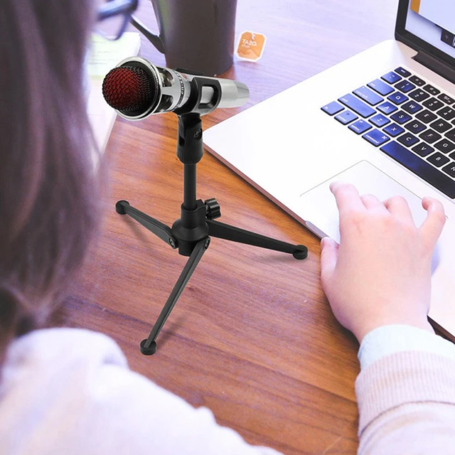 OFKPO Mini Trépied pour Microphone, Trepied Micro Support de Microphone de  Bureau Réglable Portable Pliable avec Microphone Clip pour Studio Podcast