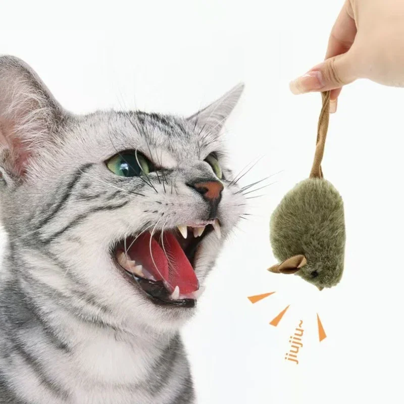 Interactive Chew-Resistant Squeaky Plush Cat Toy