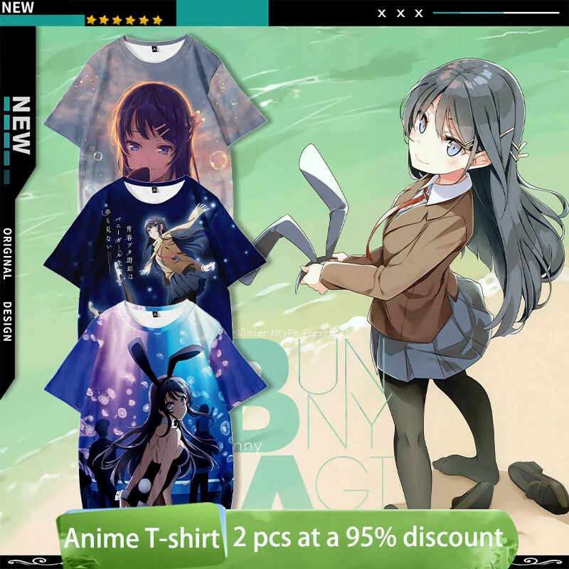 

Bunny Girl Senpai Sakurajima Mai Anime Short Sleeve T-Shirt Casual Sweatshirt Unisex COS Full Color Fashion Cloth